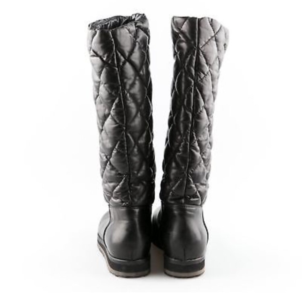Moncler Quilted Leather Mid Calf Boots - Picture 5 of 6